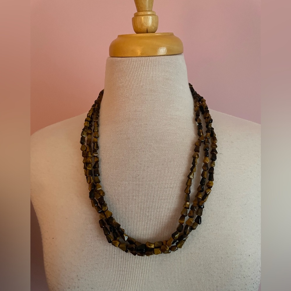 Vintage Three Strand Tiger’s Eye Nugget Necklace